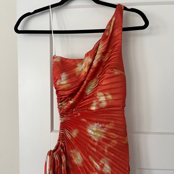 Hello Molly Golden Touch Satin One Shoulder Maxi Dress (Rust) - Picture 5 of 8